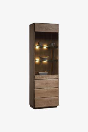 Einflügelige Vitrine Typ 10 aus gebrannter Eiche, 2 m hoch